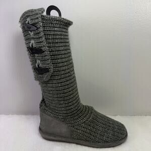 BEARPAW Women’s Gray Knit Tall Winter Sweater Boots Size 8